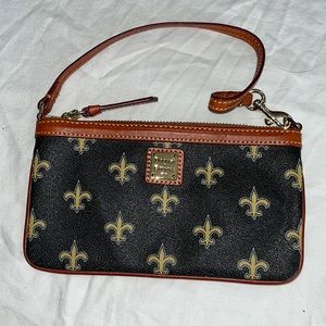 Dooney & Bourke saints/fleur de lis wristlet